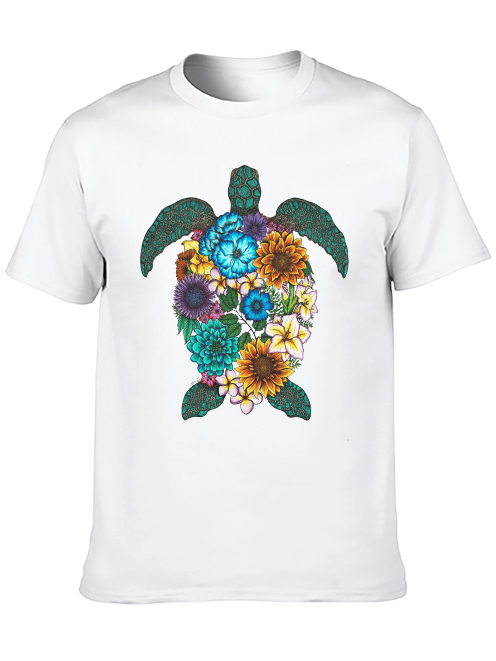 Floral Turtle Graphic Tee - Nature Lovers T-Shirt