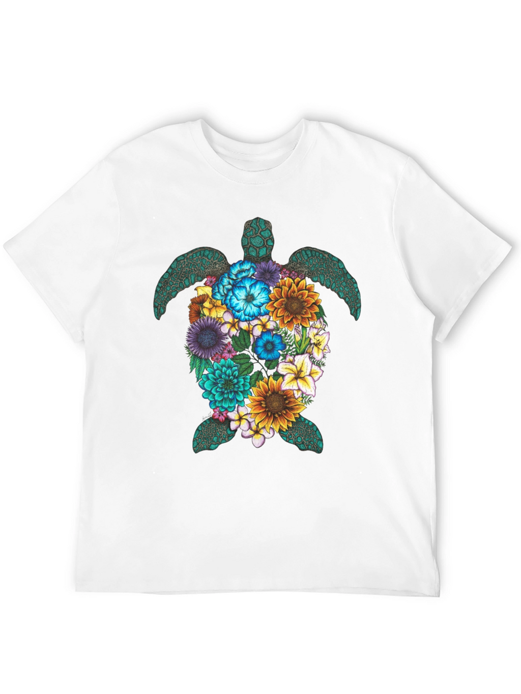 Floral Turtle Graphic Tee - Nature Lovers T-Shirt
