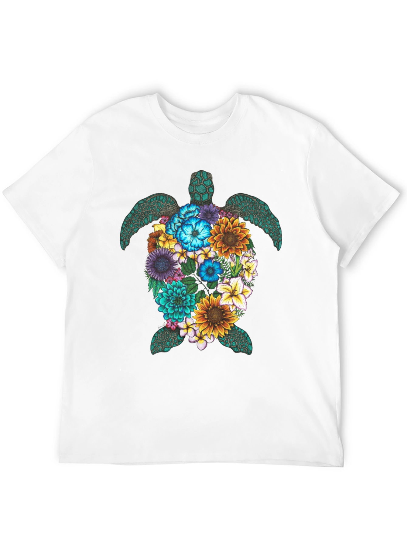 Floral Turtle Graphic Tee - Nature Lovers T-Shirt