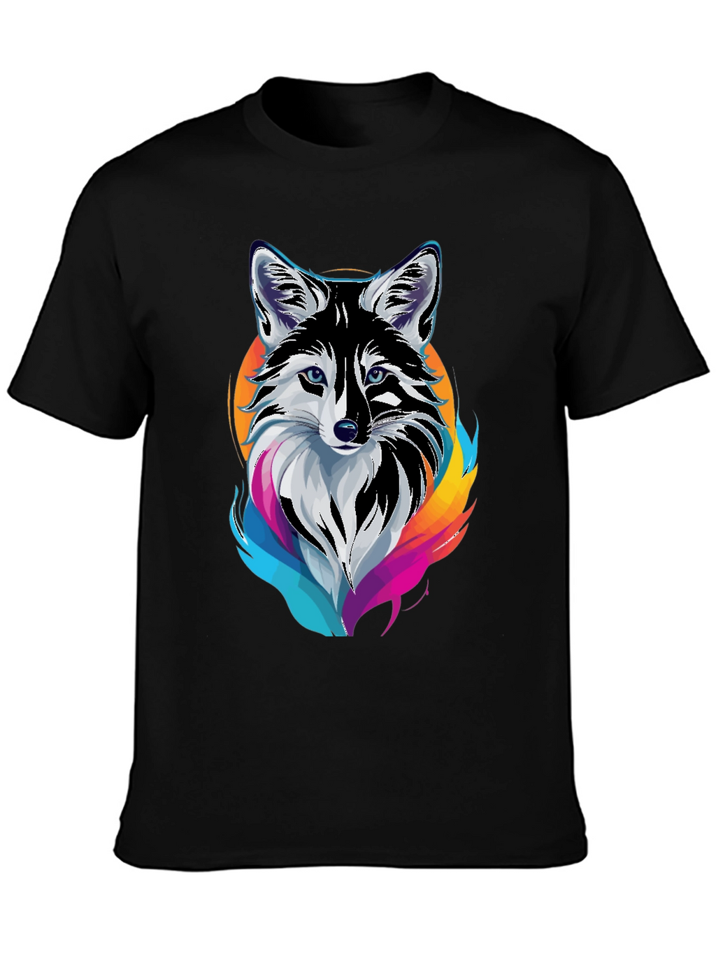 Cool Fox Graphic Print Mens Black T-Shirt