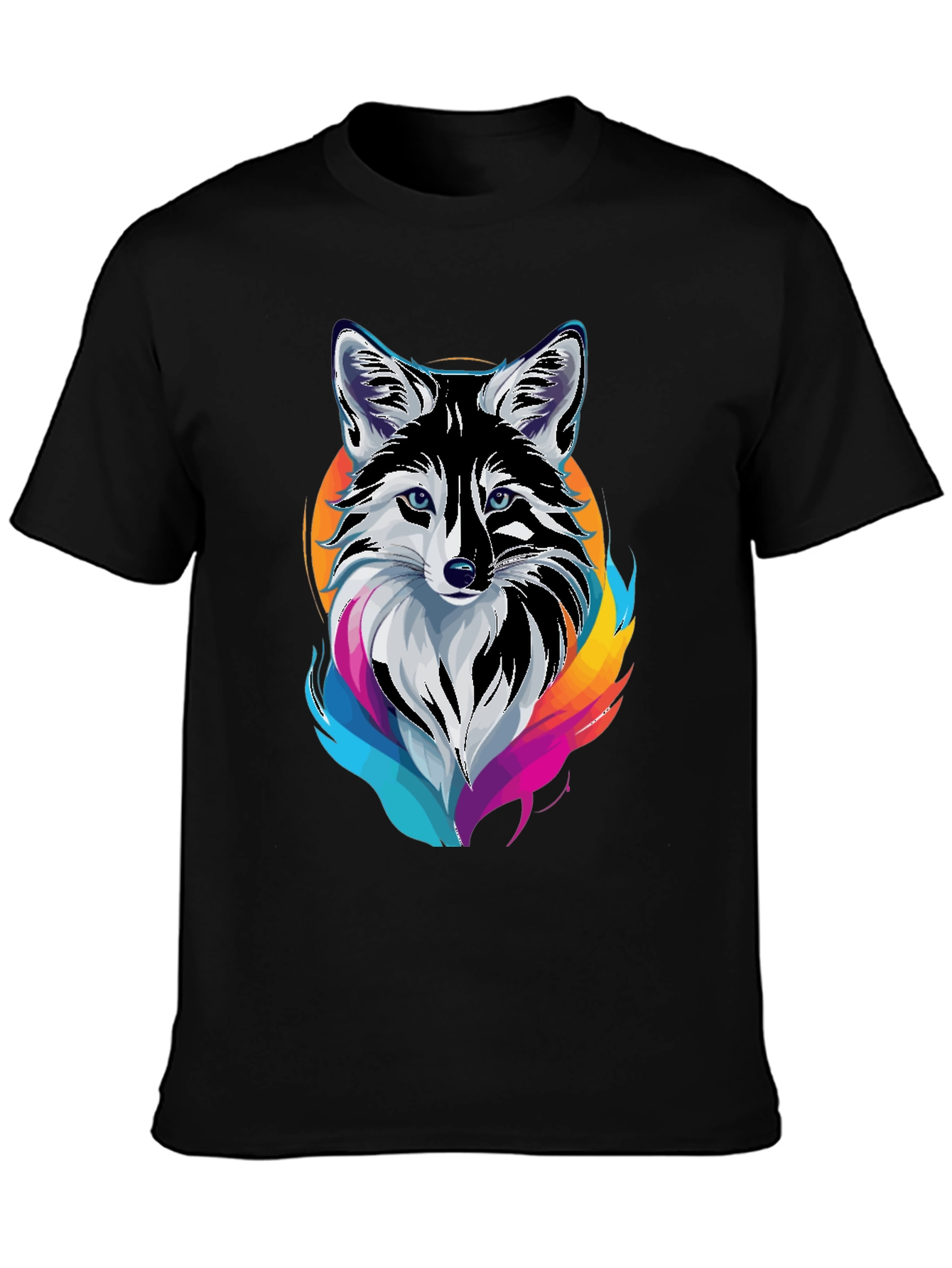 Cool Fox Graphic Print Mens Black T-Shirt