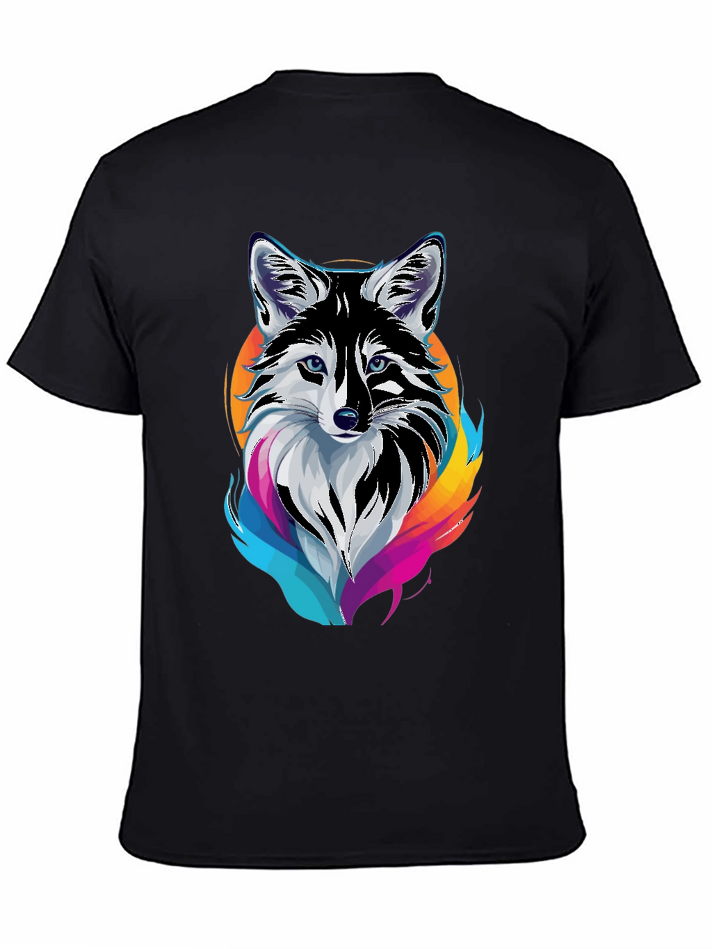Cool Fox Graphic Print Mens Black T-Shirt