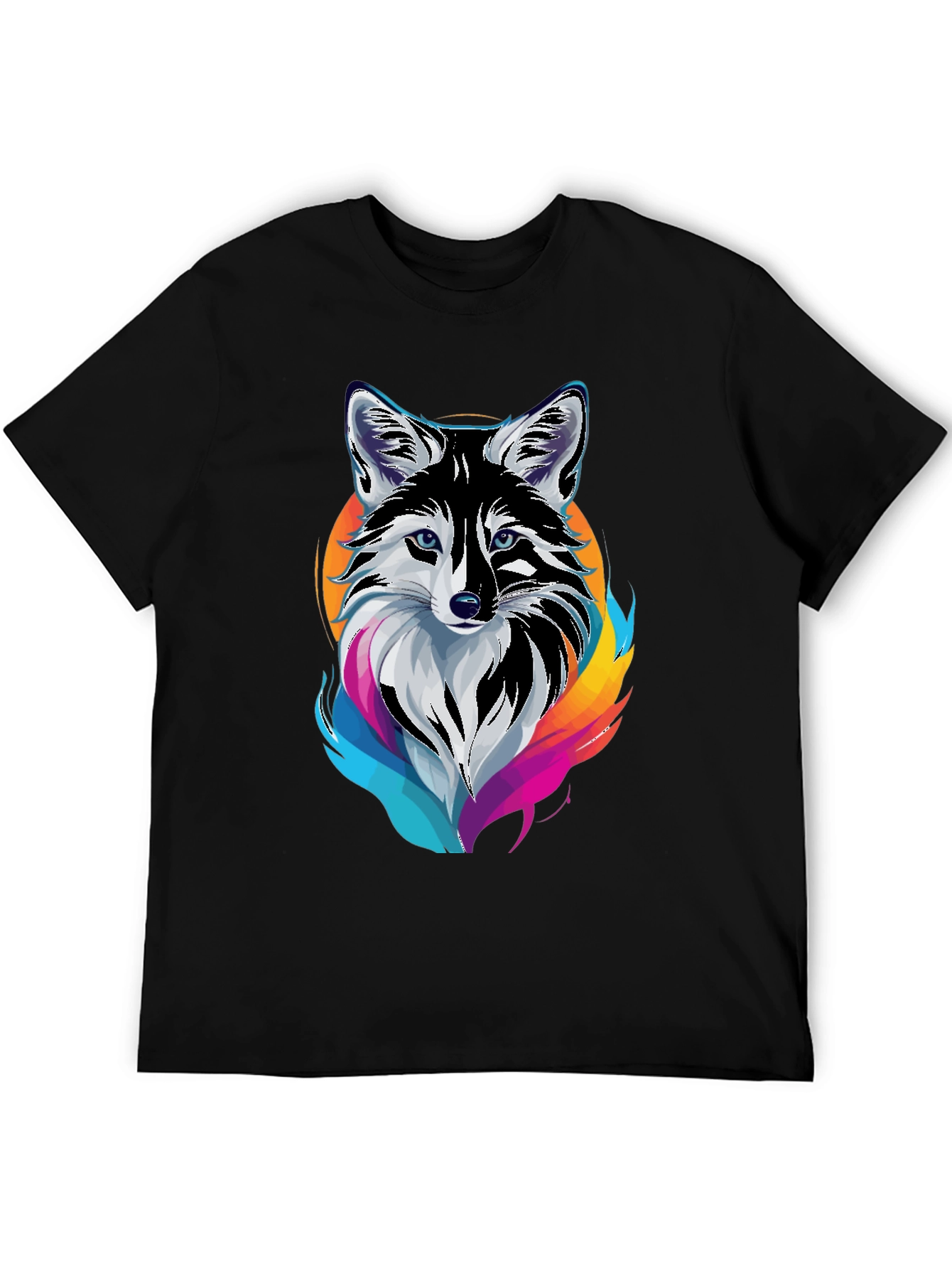 Cool Fox Graphic Print Mens Black T-Shirt