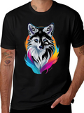 Cool Fox Graphic Print Mens Black T-Shirt